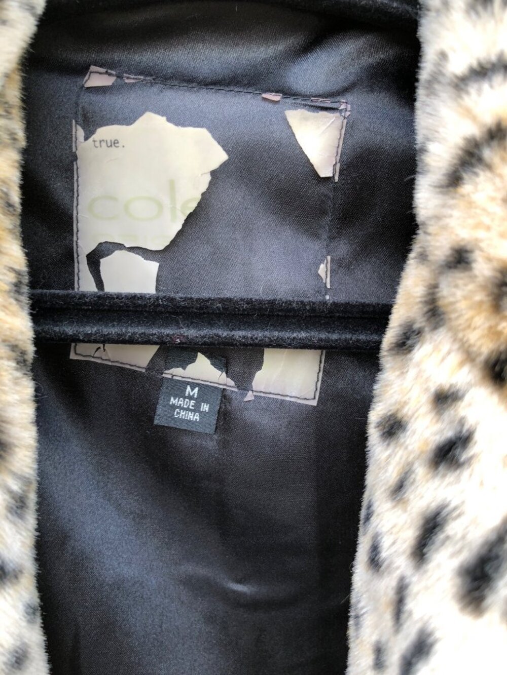 Cole B. Original Coat Cheetah Print Faux Fur Womens M Collar Pockets Jacket - Picture 3 of 12